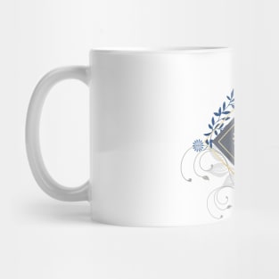 H, blue and gold initial monogram. Mug